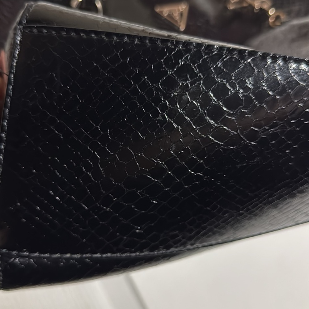 Guess Moonlight Python Black Top Zip Elite Tote B… - image 5